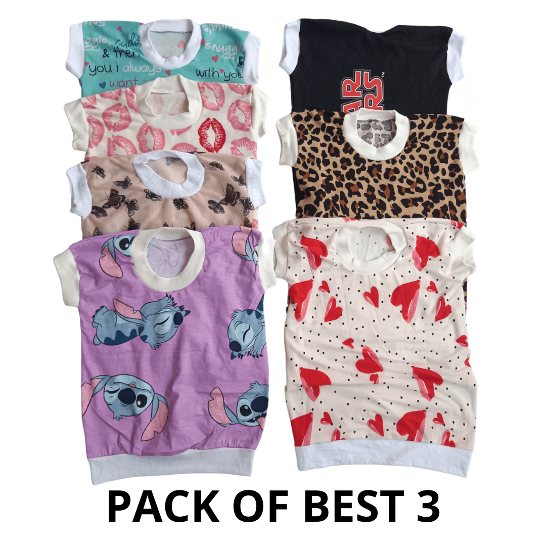 D002 Kids soft cotton casual T-shirt combo - Pack of 3 (6months-3years)